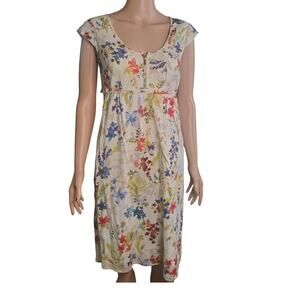 Eddie Bauer Size 2 Floral Cotton Dress Cap Sleeves Garden Cottage Prairie
